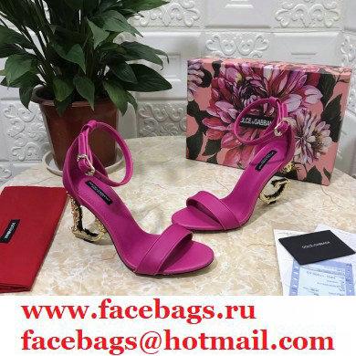 Dolce  &  Gabbana Heel 10.5cm Leather Sandals Fuchsia with Baroque D & G Heel 2021